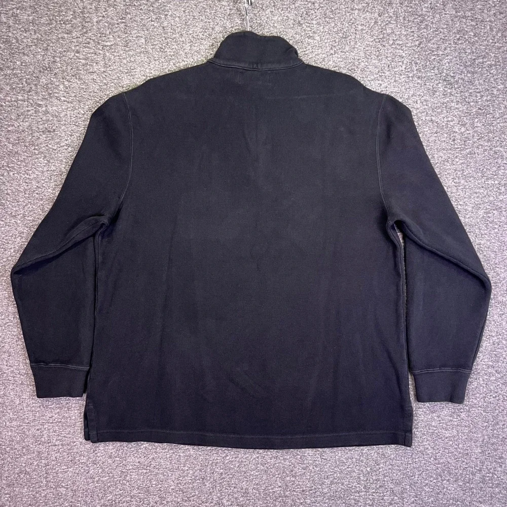 Polo Ralph Lauren Quarter Zip Pullover Mens L Black Cotton Casual Mock Neck Pony